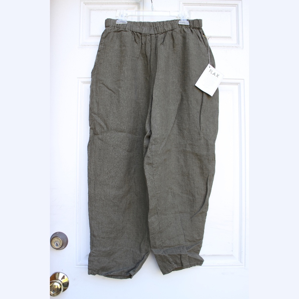 FLAX linen pants mushroom NWT S